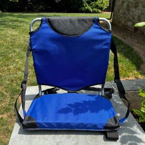 Travel Stadium Chair 1669 Bleacher Concerts Folding Carry Strap Blue Mesh Pocket